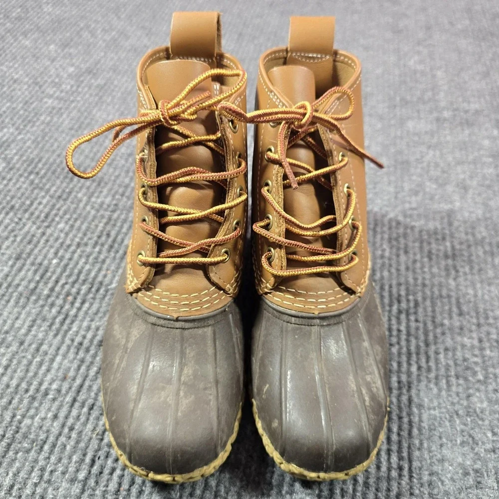 LL‎ Bean Bean Boots Mens Size 6M Brown Leather Rubber Waterproof Duck USA